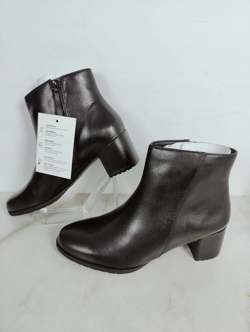 NIB Naturalizer Bay Weatherproof Ankle Boots Booties Black Leather, Sz 8.5